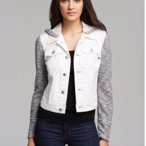 Free People Distressed White Denim Jacket